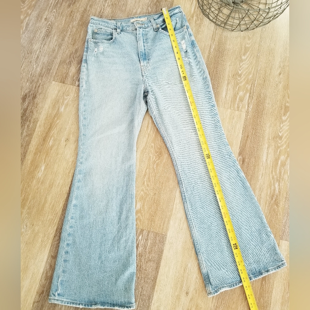 Levi's 70's High Flare High Waist Wide Leg Flare Denim Vintage Inspired Jeans 29 - Picture 13 of 16